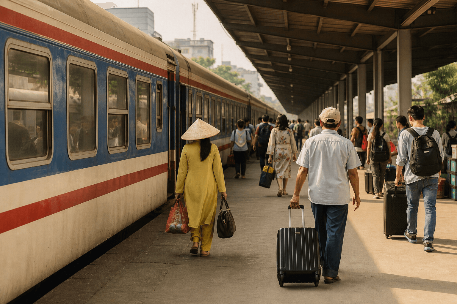 Train platform in Vietnam — practical travel scene